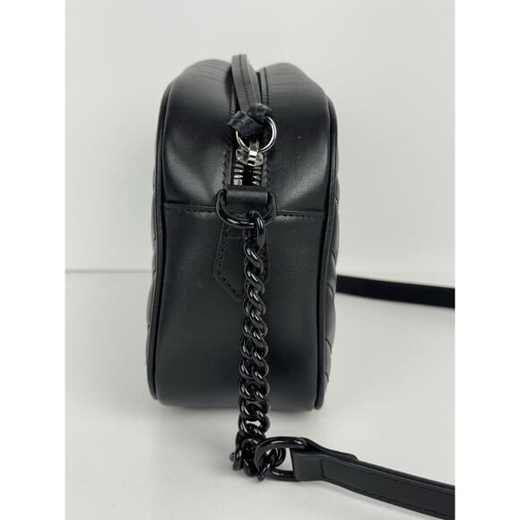 Gucci Matelassé Monochrome Small GG Marmont Chain Shoulder Bag Black B-9 - Picture 5 of 16